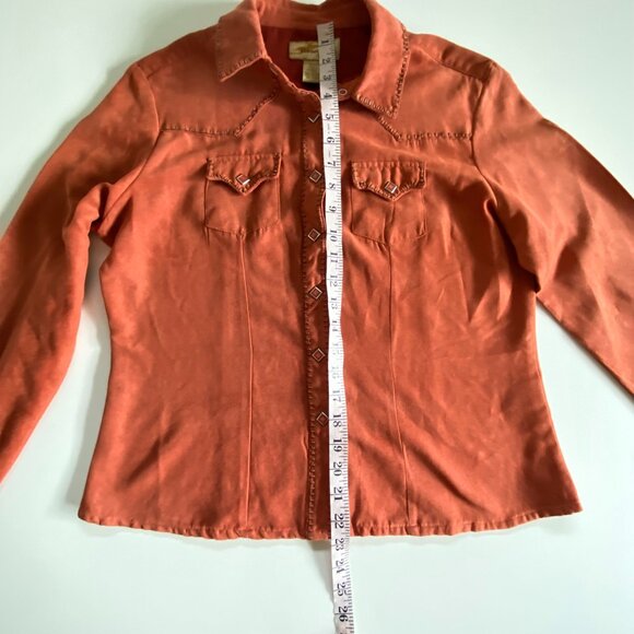 Wrangler Soft Faux Suede Western Snap Shirt Blouse SZ M - Picture 9 of 11